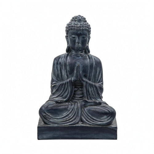 Seated Buddha Statue Dark Finish Spiritual Decor 30 Cm Tall for Garden, Tea Room