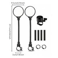360 Rotation Bike Mirror  Set Shockproof Adjustable Bike Back View Mirror Kit  Scratch Resistant Lens for Commuters