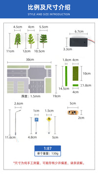 Sand Table Scene Building Model with Light, Parking Lot Simulation, City Street Assembly Kit