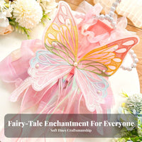 Butterfly Wing Pet Dress Embroidered Details Princess Tulle Pet Dress Breathable Material Fairy Princess Dog Costume for Weddings, Parties