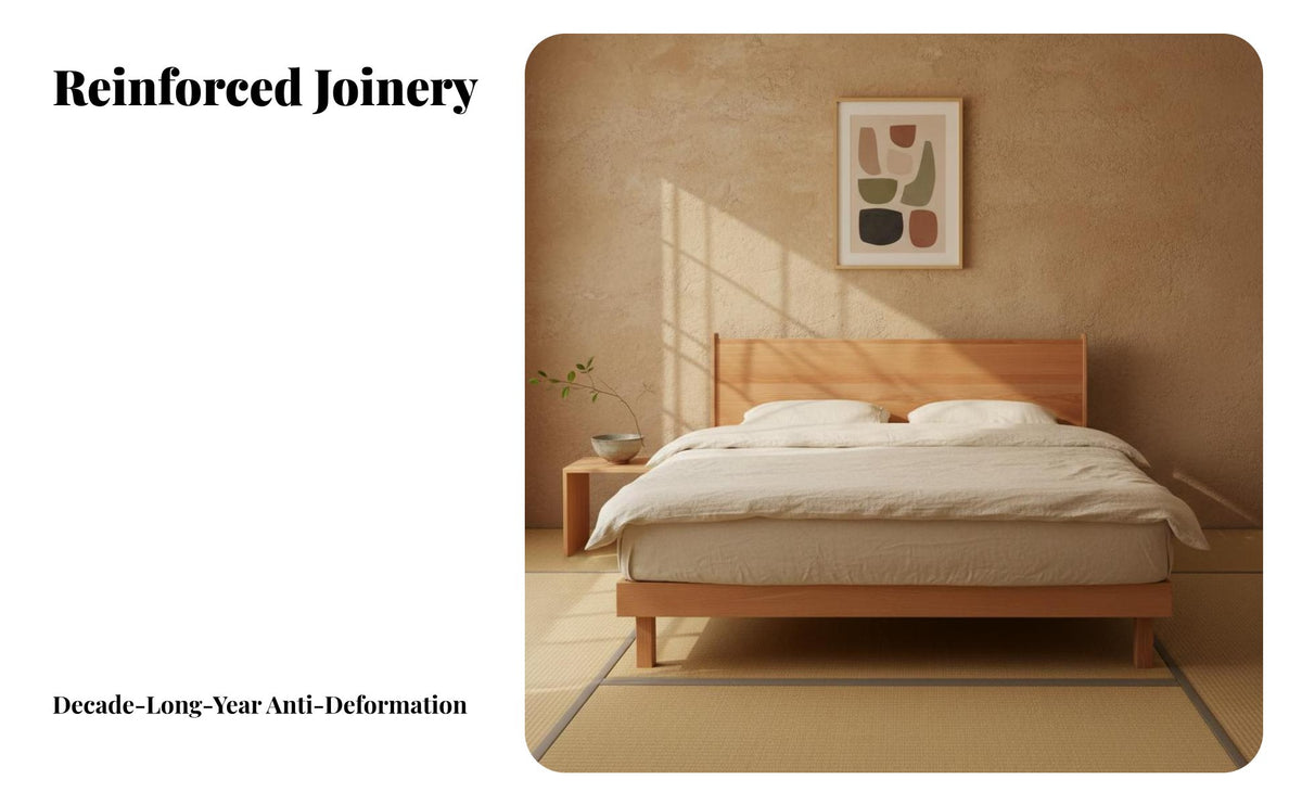 Floating Wooden Bedstead Nordic design Bed Frame Minimalist Aesthetic Bedroom Furniture for Apartment Dwellers, Adults, Small Living Spaces, Guest Room