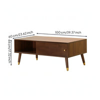 Coffee Table with Storage Rectangular Wood Coffee Table Mid-Period Modern Furniture for Apartment