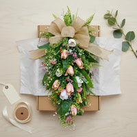 Artificial Blossom Wreath Family Appreciation Day Gift Blossom Door Swag Vintage Homestead Style House Decoration for Porch