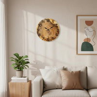 Wood Grain Wall Clock Natural Texture Rustic Round Clock for Living Room, Office
