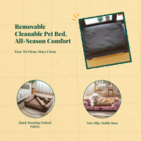 Pet Bed with Removable Cover, Calming, Non-Slip, All-Season