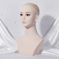 Mannequin Head with Shoulders Realistic Female Mannequin Head Defined Facial Features Display Bust with Shoulders for Cosplayers, Storefronts