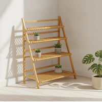 Folding Plant Stand Freestanding Flower Rack Wooden for Living Room, Gardeners