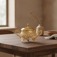 Condiment Jar with Lid and Spoon Gold-Tone Jars for Hosts, Homeowners