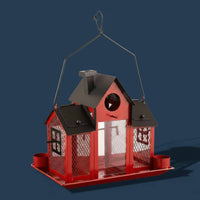 Solar Bird Feeder House Roofed Garden Decor for Outdoor