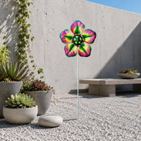 4 Pieces Garden Flower Stake Weather-Resistant Colorful Metal Flower Yard Stake