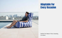 Outdoor Bean Bag Sofa, Waterproof, High Backrest, Camping, Beach, Pool, Striped, Modern Lounge Chair