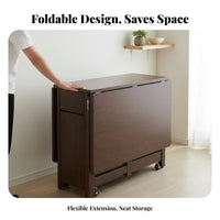 Expandable Panel Table Foldable Transformable Dining Table Lengthenable Modern Design for Small Apartment Dwellers, Hosts