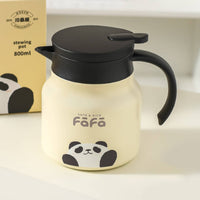 Large Capacity Panda Design Insulated Kettle 316 Stainless Steel Panda Thermal Pot Leak-Proof Beverage Container V-Shaped Spout for Home