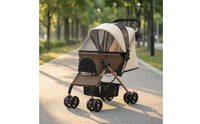 Bidirectional Foldable Pet Stroller Compact Pet Stroller with Mesh Canopy Stable Comfortable for Cats, Small Dogs