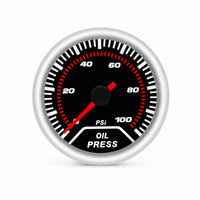 0-100 PSI 52 Mm Oil Pressure Gauge Black Dial 12V Oil Pressure Gauge Silver Bezel Vehicle Instrument Illuminated