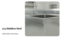 Anti-Rust Stainless Steel Commercial Sink Commercial Kitchen Sink Easy to Clean Stainless Steel Wash Station Heavy Duty for Homeowners, Restaurant Employees, Workshop, Basement, Outdoor