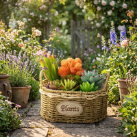 Plant Pots with Plastic Liner, Grass Woven Gift Basket for a Flower Girl, Rural Style Storage Basket with Handle, Paper Rope Flower Pots Decor
