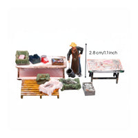 Seafood Seller Seller Figurine Scene Display Market Stall Model Realistic