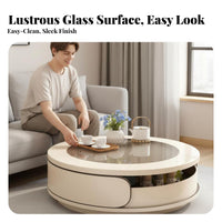 Wavy Pedestal circular table Cream design Aesthetic Household Furniture Space-Saving adaptable Use for Living Room, Lounge Area
