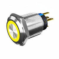 Round Waterproof Push Button Long Mechanical Life Waterproof Stainless Steel Switch for Automotive, Marine