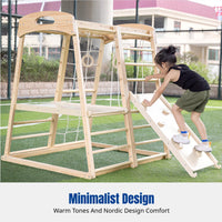 Indoor Climbing Frame for Kids, Multifunctional Tactile Training Set, Foldable Slide & Hanging Seat Combo