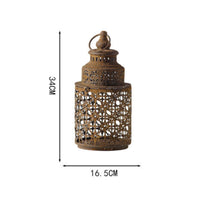 Iron Lantern with Loop Handle Vintage Candle Holder Industrial for Porch