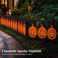4 Pieces Halloween Fence with Stakes | Outdoor, Festive, Jack-O'-Lantern Fence Panel, for Yard