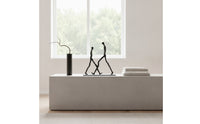 Matte Black Walking Figures Sculpture Minimalist Sculpture with Base Modern Metal Statue Abstract for Interior Designers, Entryway Table, Bookshelf, Office Desk