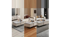 Rock Slab Coffee Table Ribbed Rectangular Coffee Table Glossy for Living Room