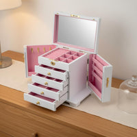 Wooden Jewelry Box Vintage Design Drawer Jewelry Box Large Capacity for Bedroom