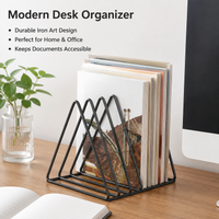 Metal Book Stand, Small Triangle Book Holder, Paper Organizer for College Students, Home Office Desk Organizer