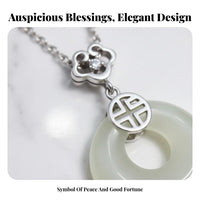 S925 Silver Jade Necklace Spiritual Gift Chinese Jade Donut Locket Necklace