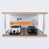 1:18 Scale Car Display Case Crystal-Clear Printing Printing LED Parking Garage