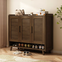 Wooden Footwear Organizer with Doors Solid Wood Frame Shoe Storage Cabinet Large Capacity Breathable Entryway Shelf Suitable for Homeowners Adults Foyer Home Decoration