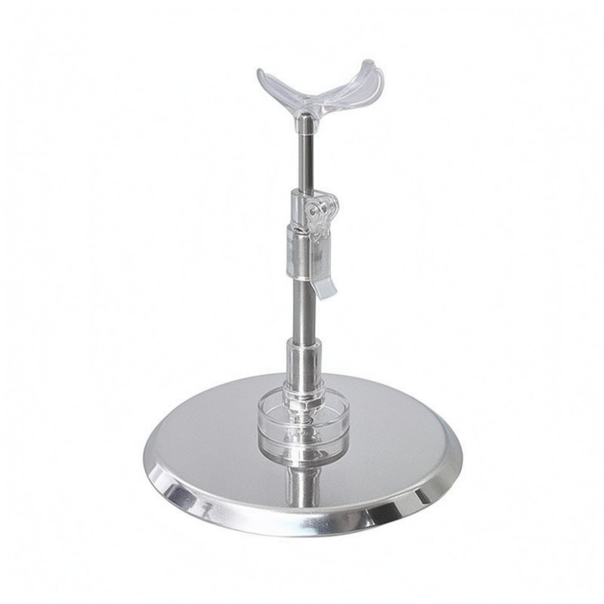 Stainless Steel Upright Doll Holder Clear Base Adjustable Doll Stand Transparent