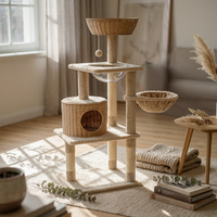 Multi-Level Cat Climber Woven-Look Multi Level Cat Climber Suspended Bowl Seat Climbing Frame