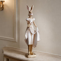 2 Pieces Dress Rabbit Figurine Luxury Look Home Decor Decorative for Desktop