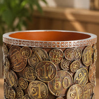 Chinese Planter Patterned Rims Cylindrical Planter Handcrafted Home Decor