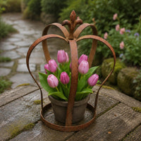 Crown Flower Holder Easy to Clean Iron Crown Holder Weathered Finish for Balcony