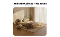 Solid Wood Construction Platform Bed Frame Low-to-the-Ground Headboardless Slat Frame Minimalist Design Mattress Foundation Space-Saving for Families, Apartment Dwellers, Minimalists, Small Areas, Guest Room