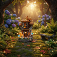 Fantasy Tree House Ornament Rocky Base Outdoor Decor Rustic for Courtyard
