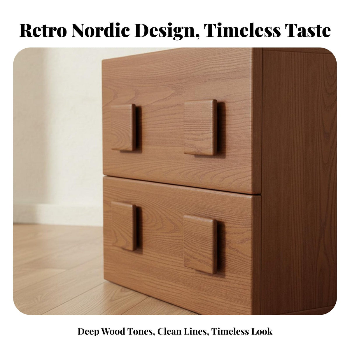 Stackable Slatted-Door Cabinet Retro Aesthetic Nightstand for Adults, Homeowners