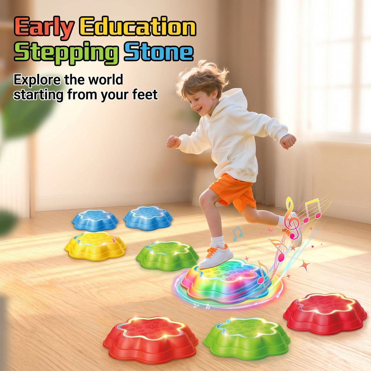 Cross-border Light and Music Petal Balance Stepping Stone Toy for Kids
