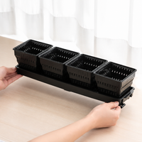 Square Planter Set with Saucers, 4 x 10cm Plant Pots Indoor, Breathable Drainage for Flowers Home Decor