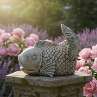 Resin Statue Weather-Resistant Resin Garden Figurine Hand-Painted Carp Garden Figurine for Patio