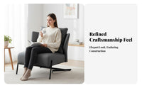 Comfortable Sled Base Armchair Modern Design Lounge Chair Minimalist Design Indoor Furniture Soft Upholstery for Office Professionals, Homeowners, Readers, Living Room, Bedroom, Reading Nook, Den