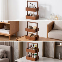 Wood Rack with Handle Space-Saving Two-Tier Shelf Decorative 2-Tier Shelf for Washroom Counter