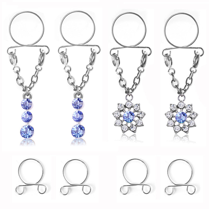 Water Drop Shaped Non-Piercing Nipple Rings Set for Women (Stainless Steel)