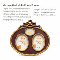 Vintage Oval Multi Photo Frame, Tabletop or Wall Mount Picture Frame, European C #variant:Retro Red Combination
