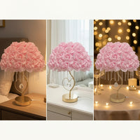 Decorative Rose Lamp with Crystal Beads Floral Rose Lamp Romantic Ambient for Girls, Teens, Bedroom, Nightstand, Vanity